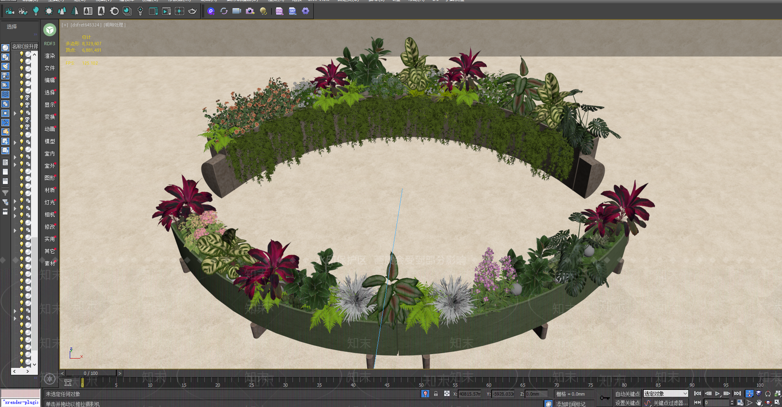 现代花境3D模型下载【ID:1234132008】