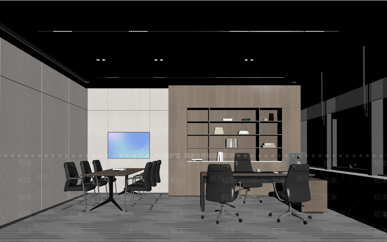 现代简约经理办公室3D模型下载【ID:1234132496】