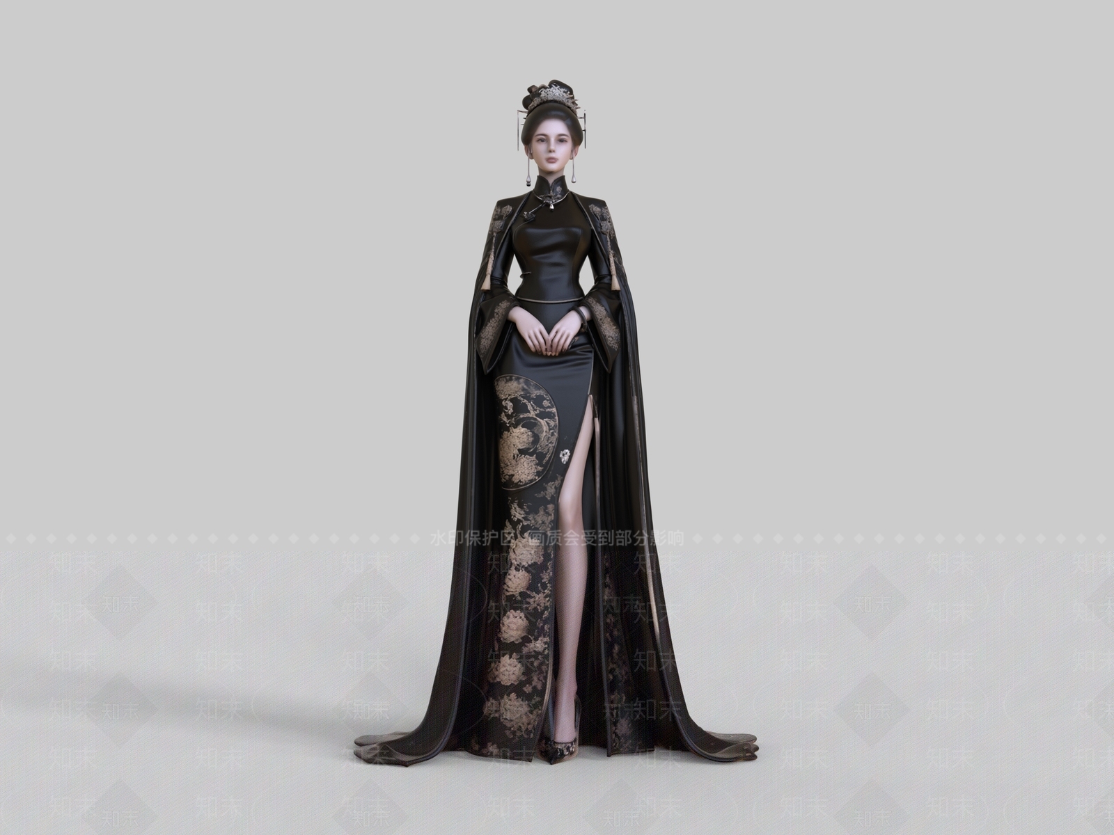 新中式女人SU模型下载【ID:1234132663】