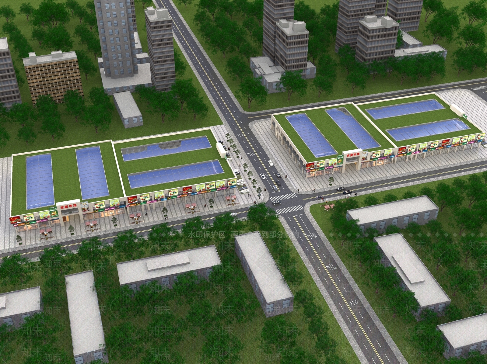 现代主义农贸市场3D模型下载【ID:1234132950】