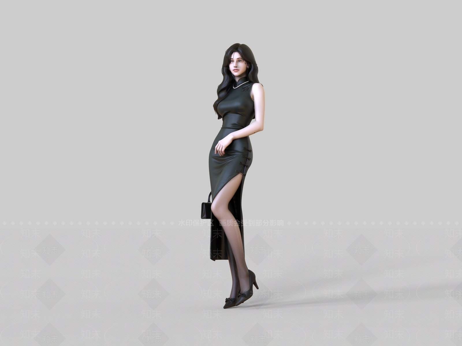 新中式女人3D模型下载【ID:1234132740】