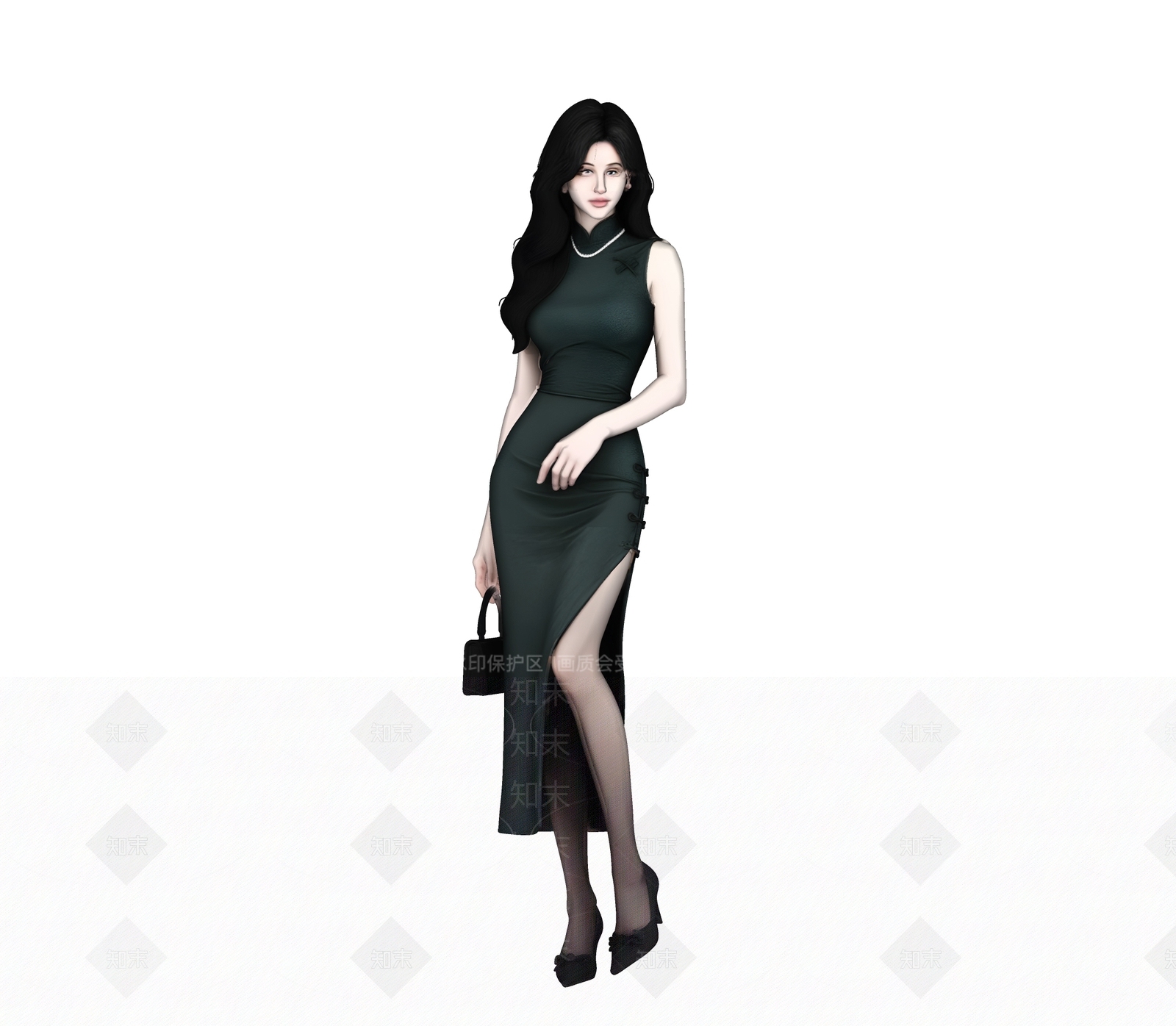新中式女人SU模型下载【ID:1234132813】