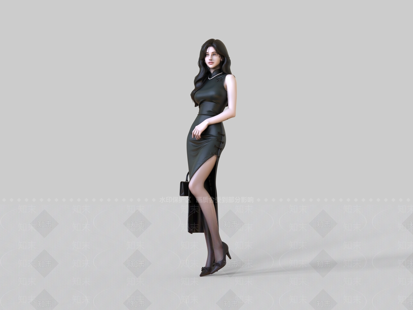新中式女人SU模型下载【ID:1234132813】