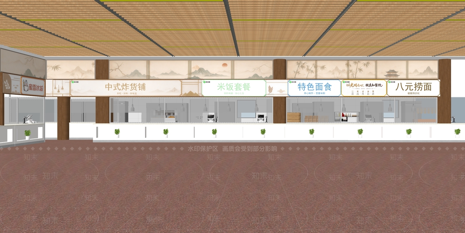新中式学生食堂SU模型下载【ID:1234133304】
