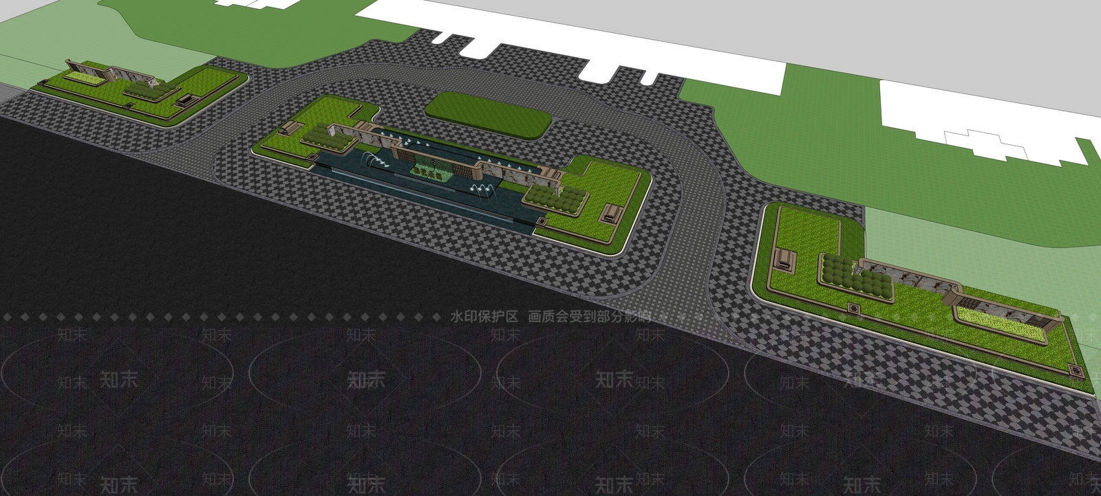 新中式景观小区景观SU模型下载【ID:1234133308】