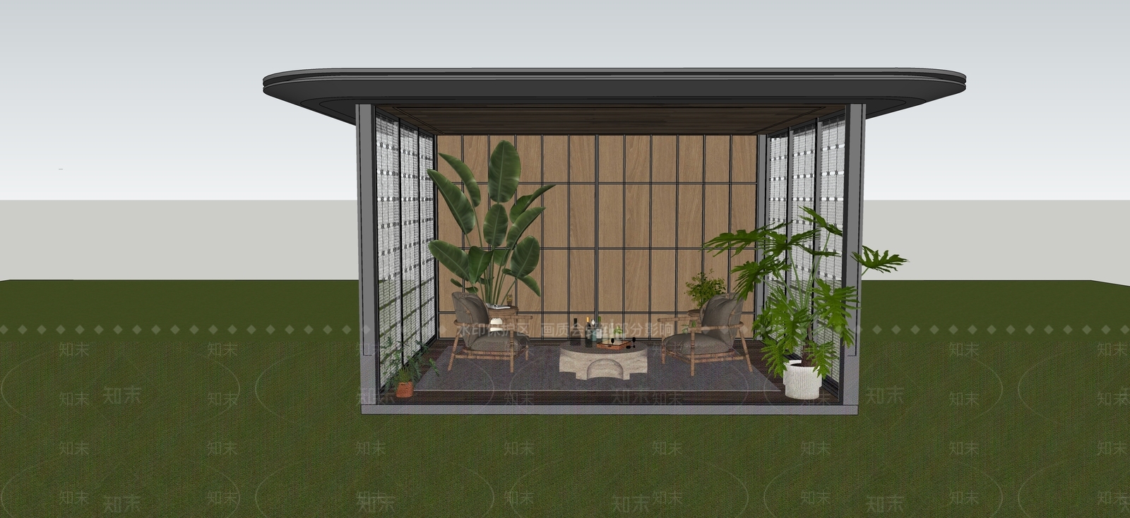 侘寂亭子SU模型下载【ID:1234133416】