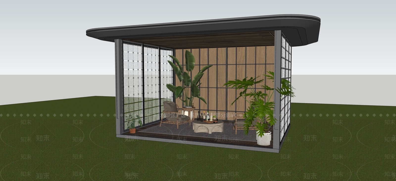 侘寂亭子SU模型下载【ID:1234133416】