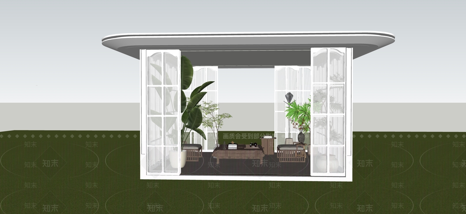 新中式亭子SU模型下载【ID:1234134124】