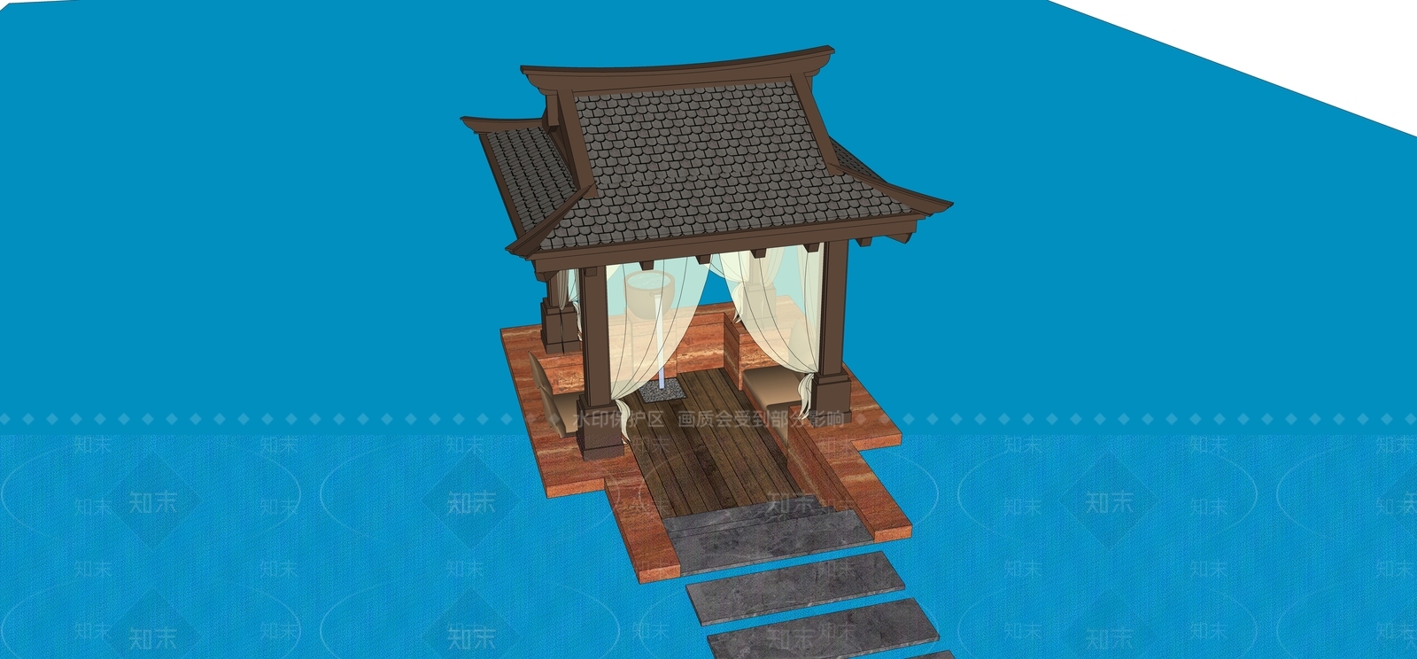 中式古建亭子SU模型下载【ID:1234134336】