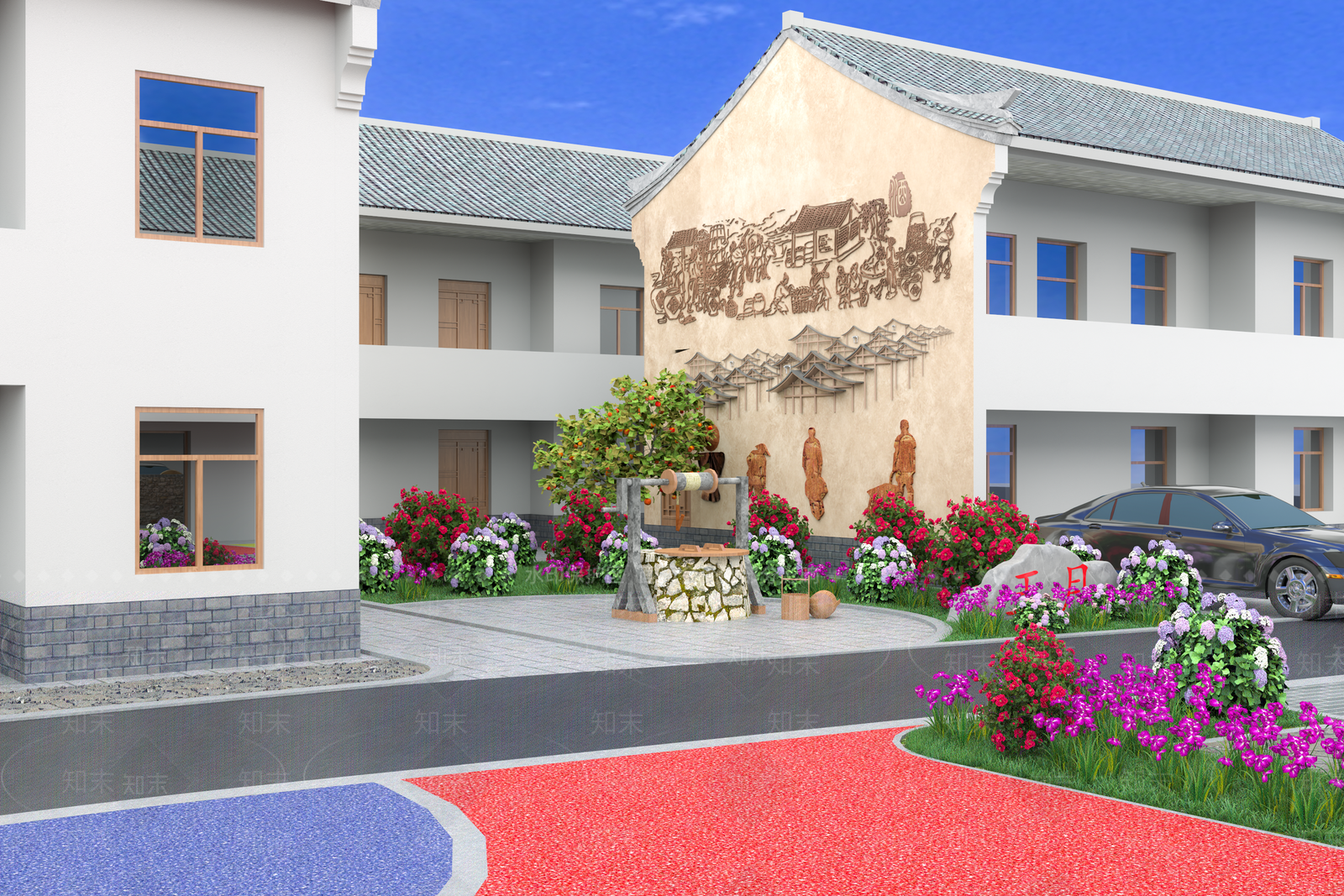 新中式景观乡村景观3D模型下载【ID:1234134555】