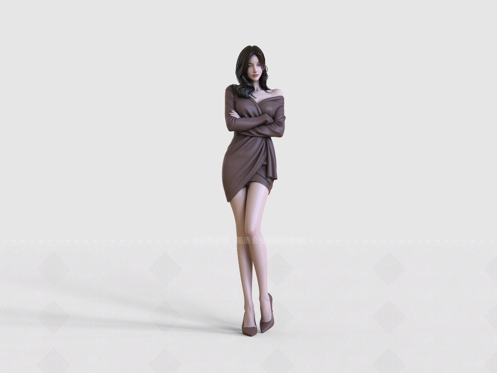 极简女人3D模型渲染效果图