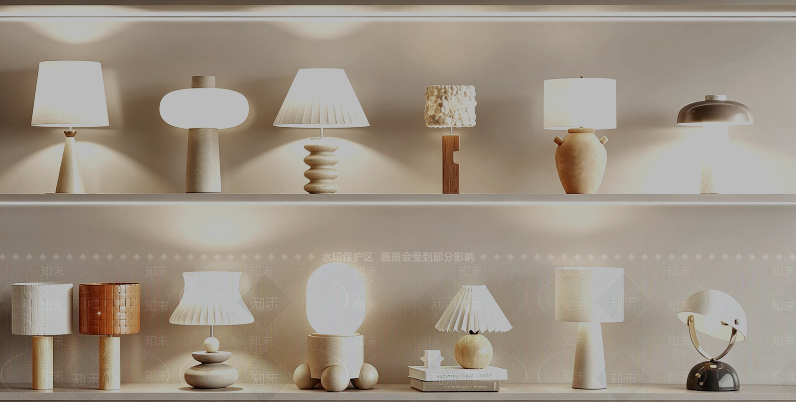奶油风台灯3D模型下载【ID:1234135407】