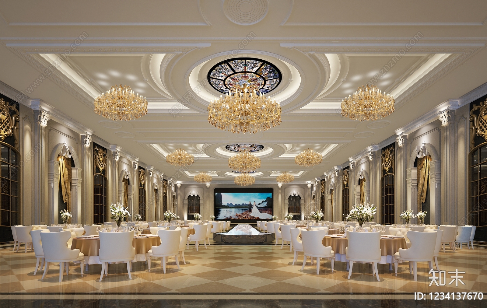 酒店宴会厅cad施工图下载【ID:1234137670】