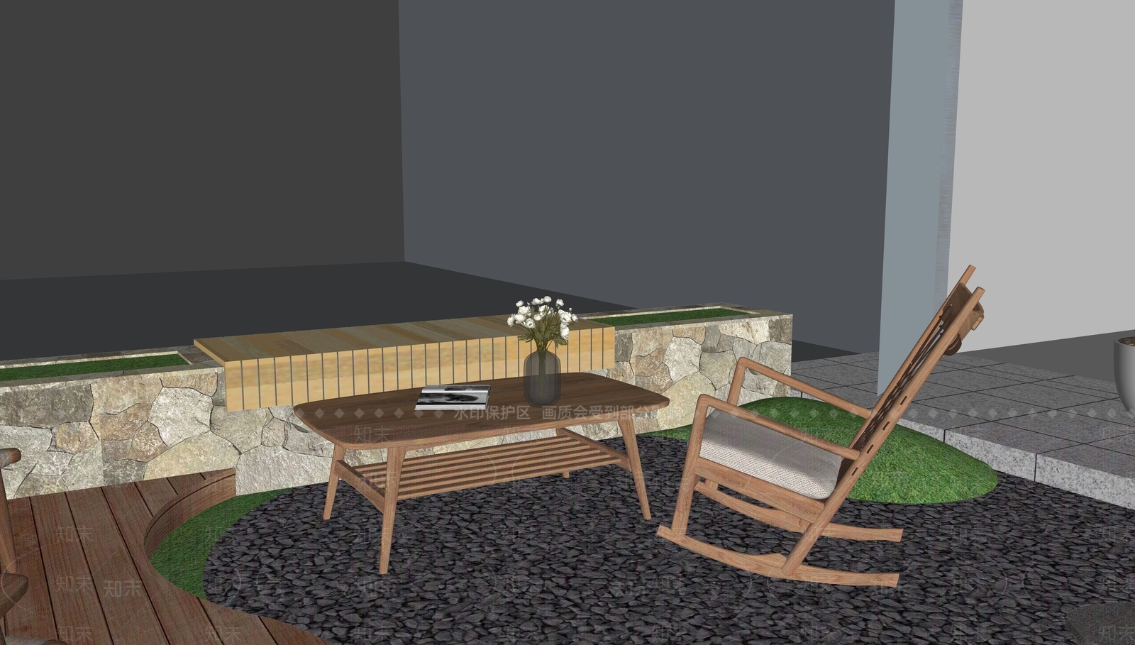 原木风商业综合体景观SU模型下载【ID:1234138242】