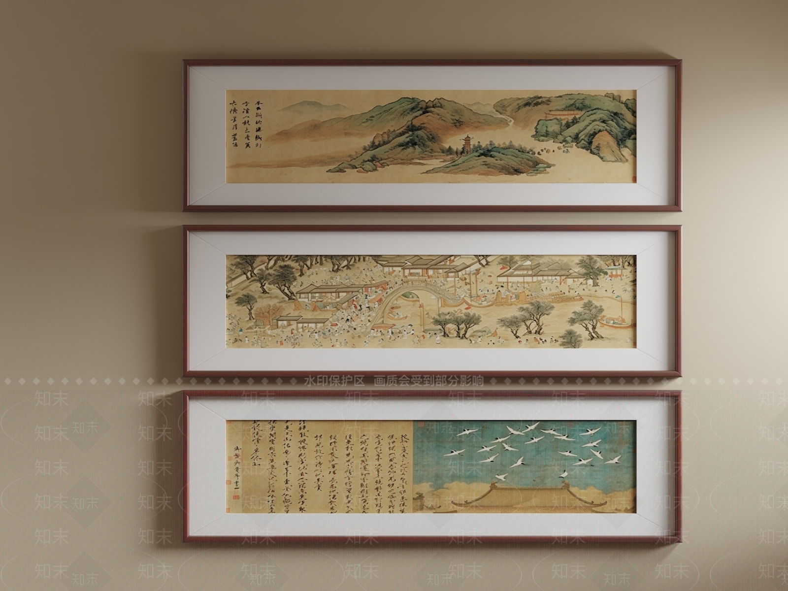 新中式宋式挂画3D模型下载【ID:1234138302】