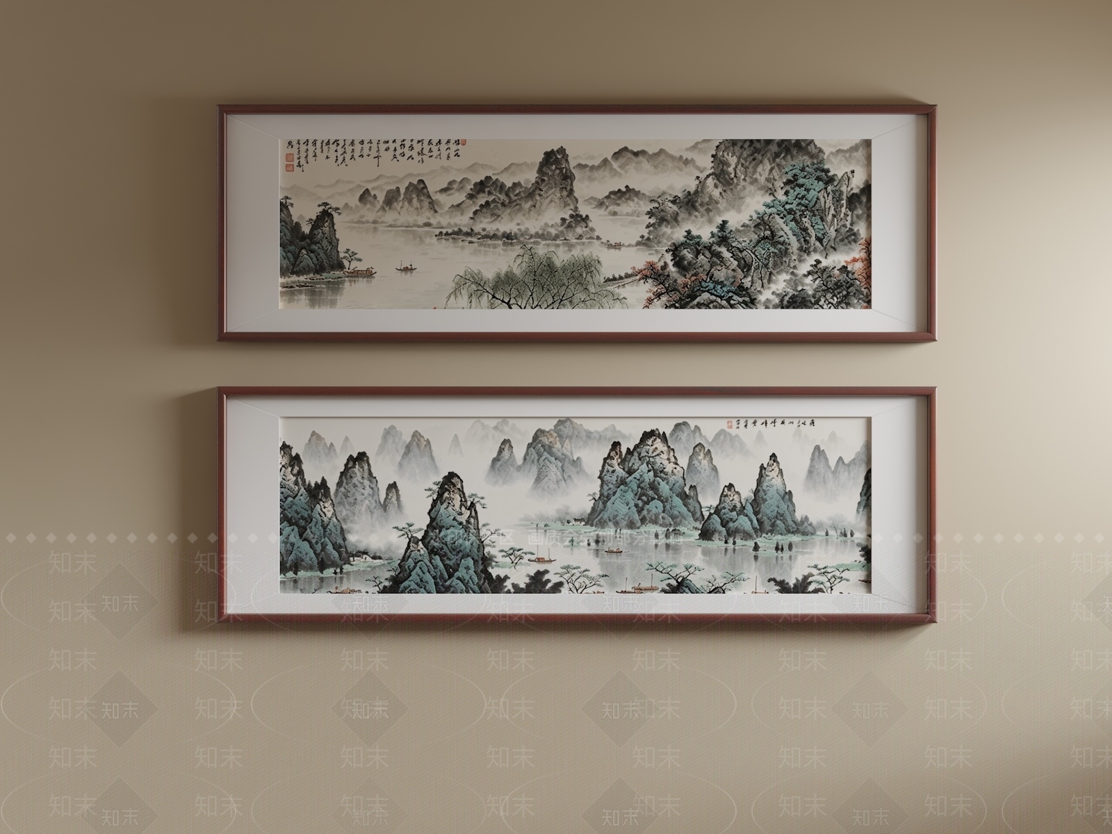 新中式山水画SU模型下载【ID:1234138775】