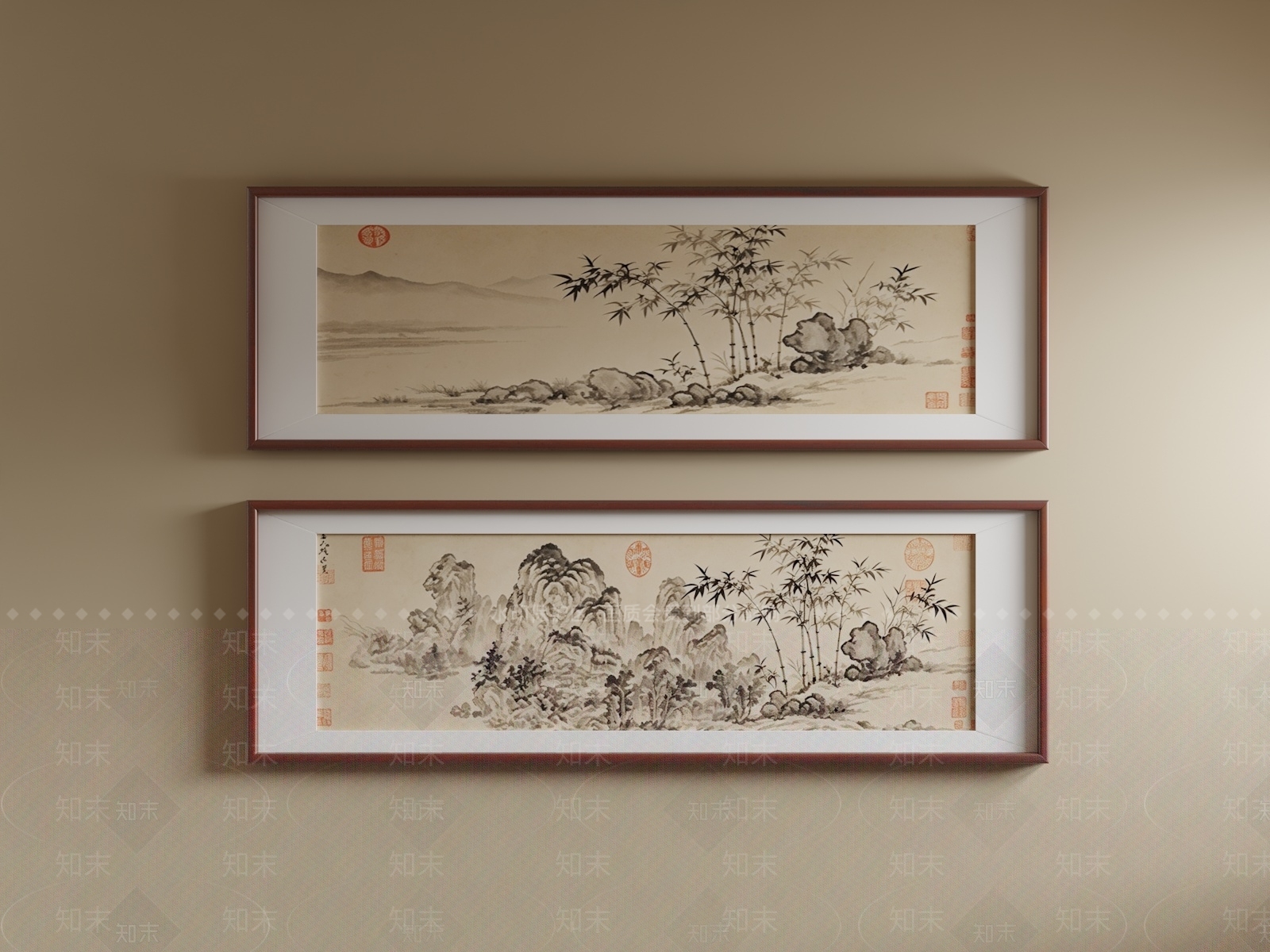 新中式山水画SU模型下载【ID:1234138769】
