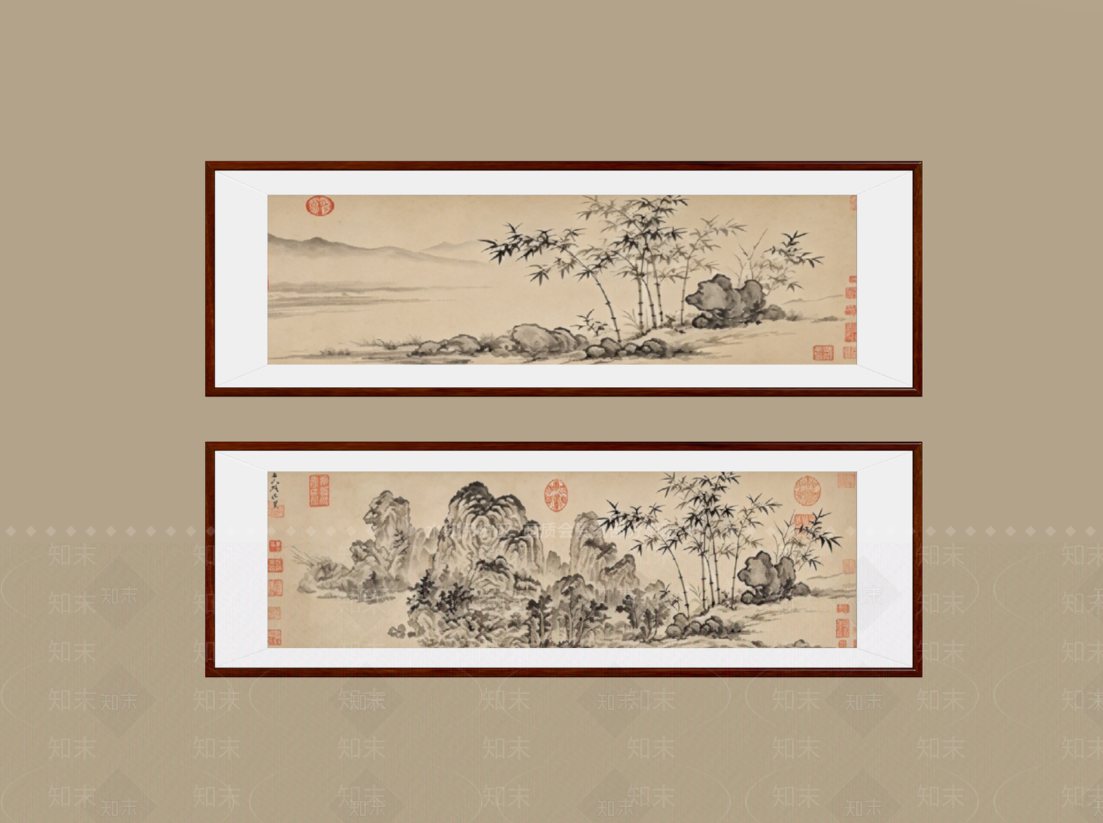 新中式山水画SU模型下载【ID:1234138769】
