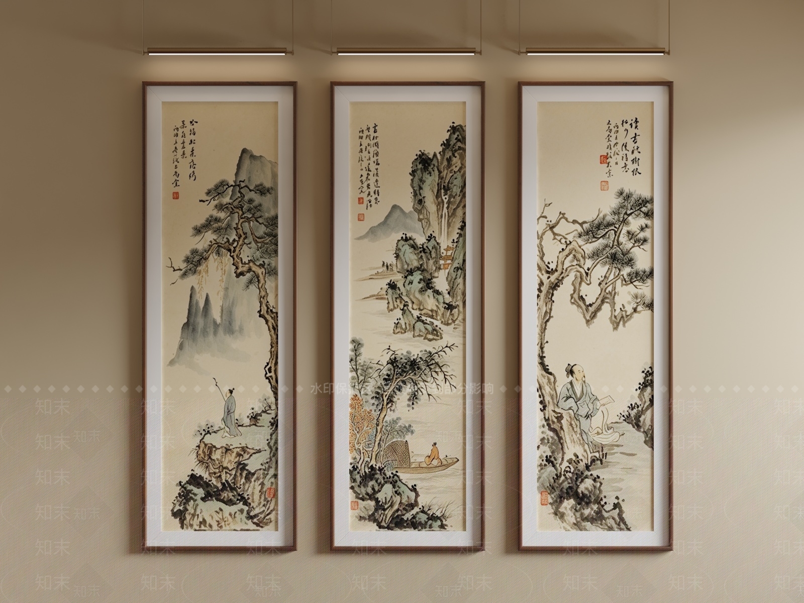 新中式山水画3D模型下载【ID:1234138843】