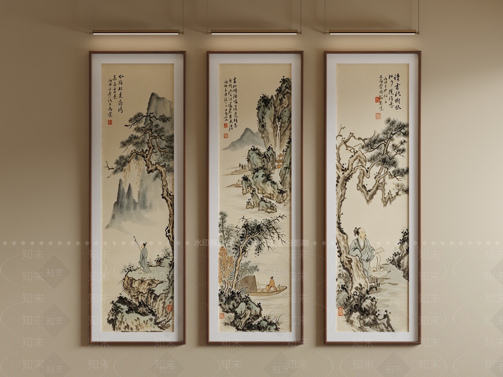 新中式山水画SU模型下载【ID:1234138887】