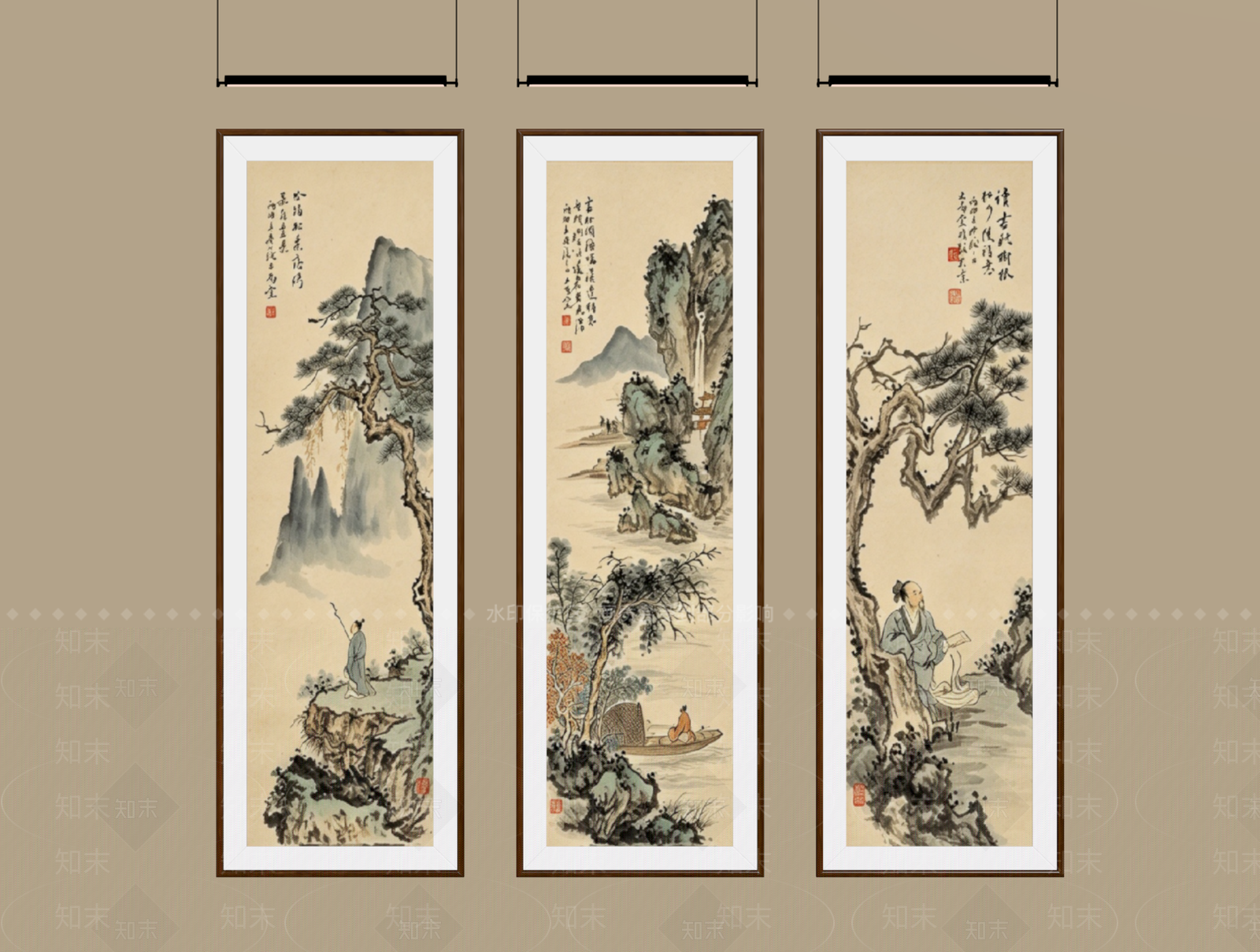 新中式山水画SU模型下载【ID:1234138887】