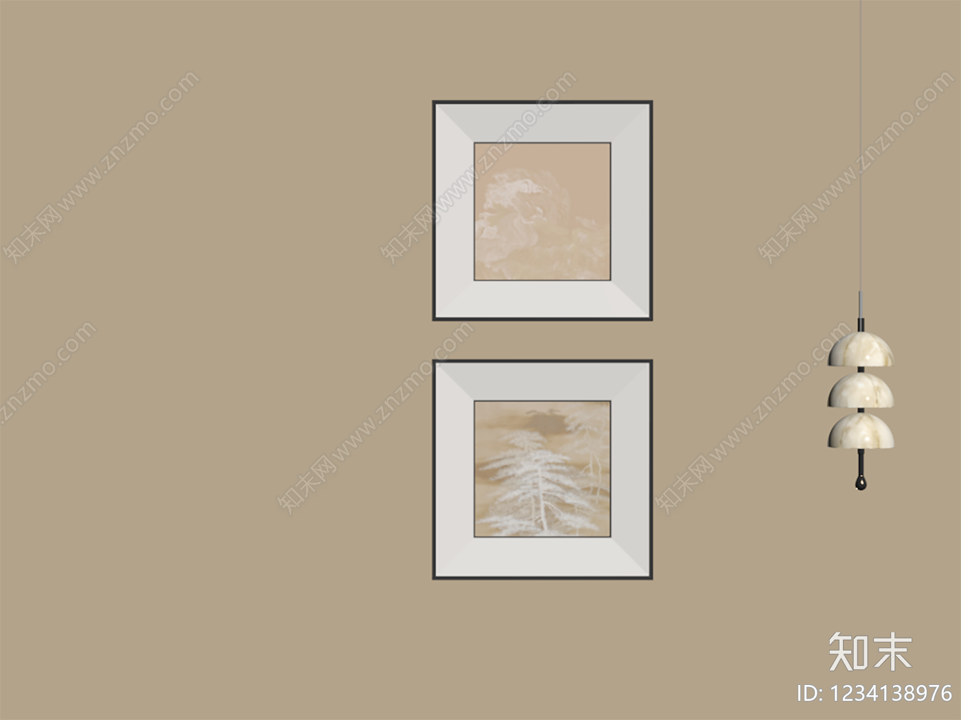 新中式挂画SU模型下载【ID:1234138976】