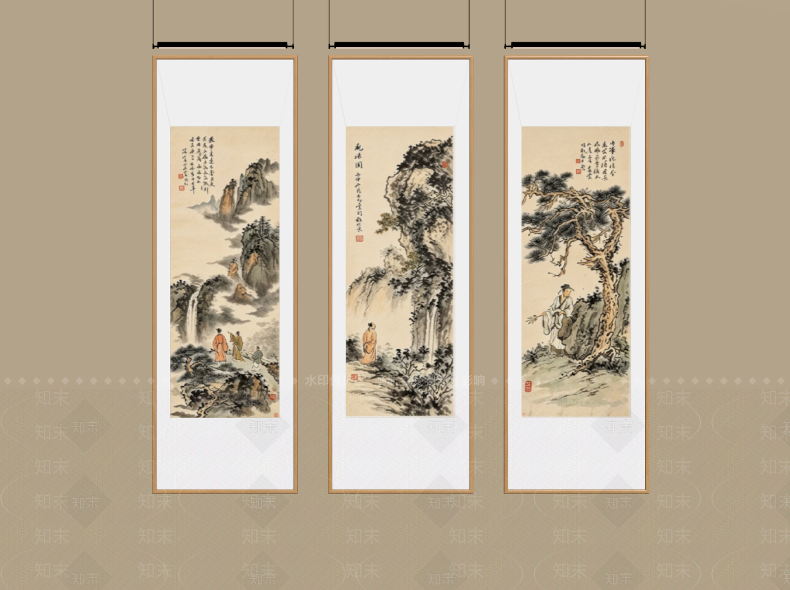新中式山水画3D模型下载【ID:1234139097】