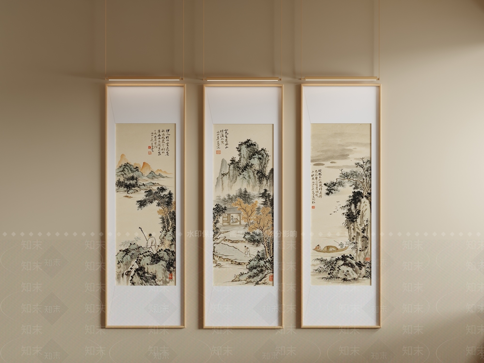 新中式山水画3D模型下载【ID:1234139139】