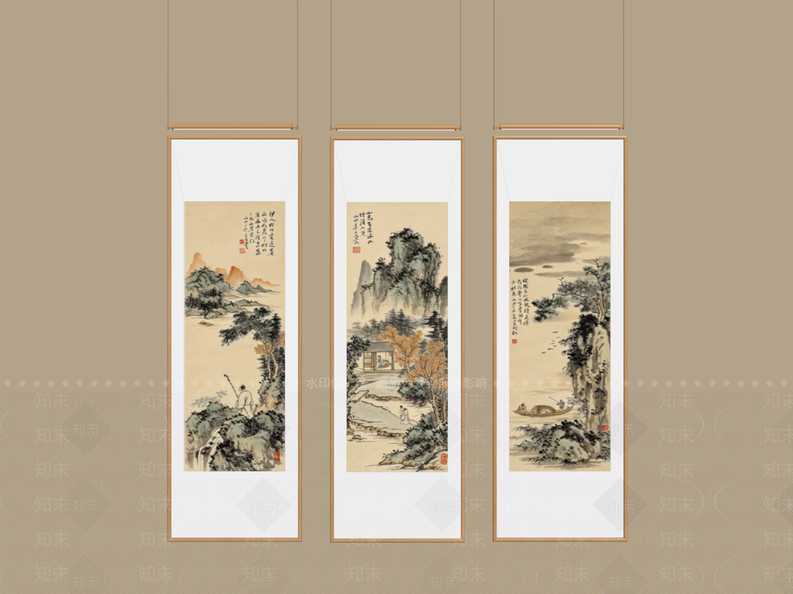 新中式山水画3D模型下载【ID:1234139139】