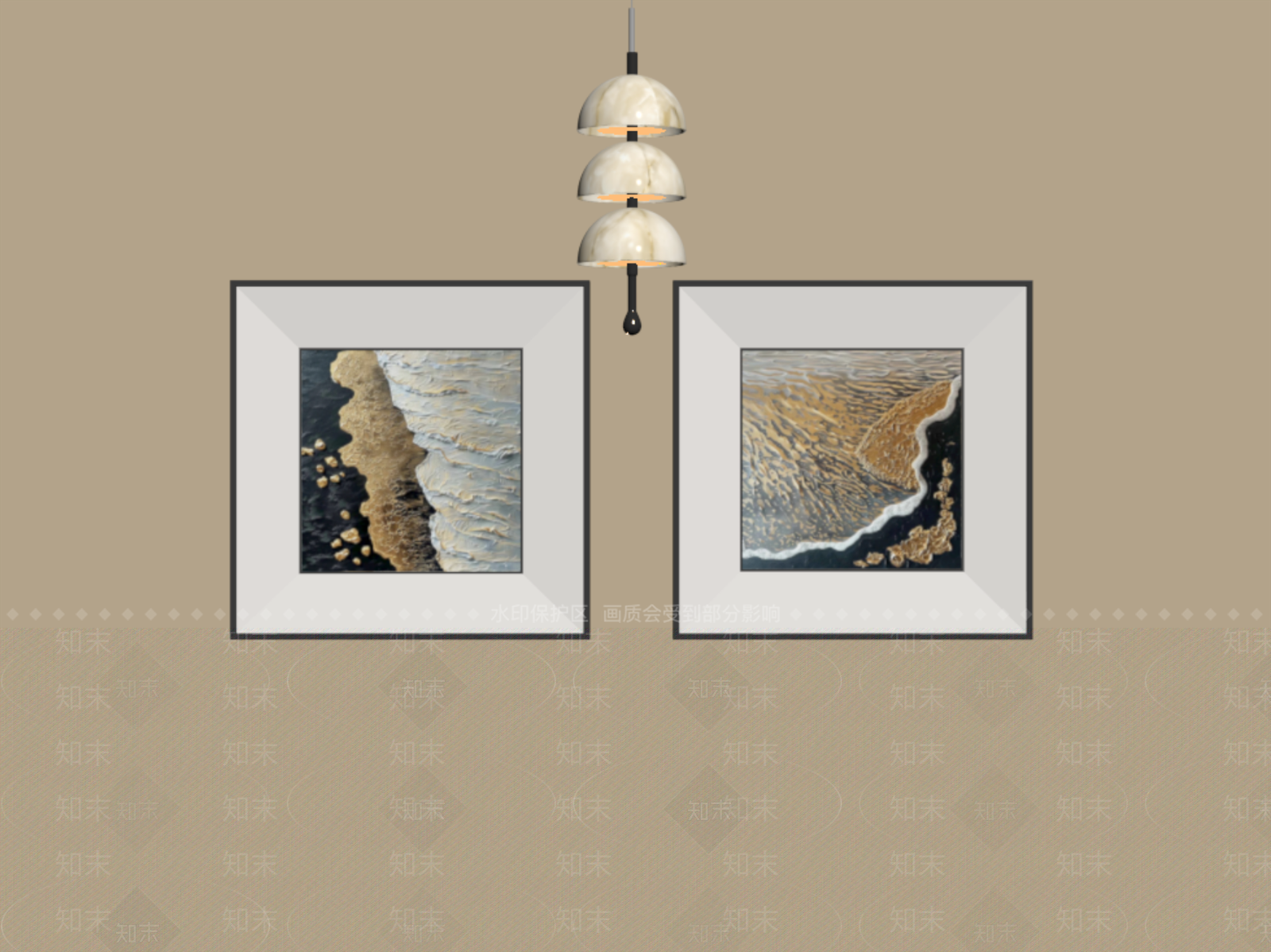 轻奢挂画组合SU模型下载【ID:1234139488】