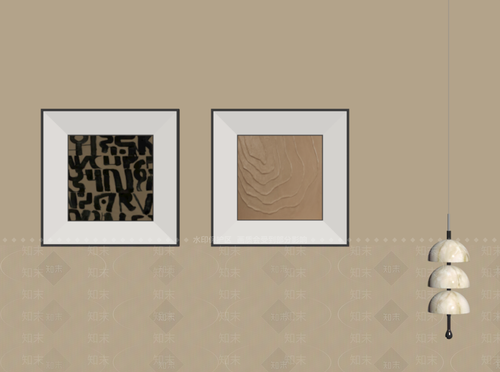 奶油风挂画组合SU模型下载【ID:1234139605】