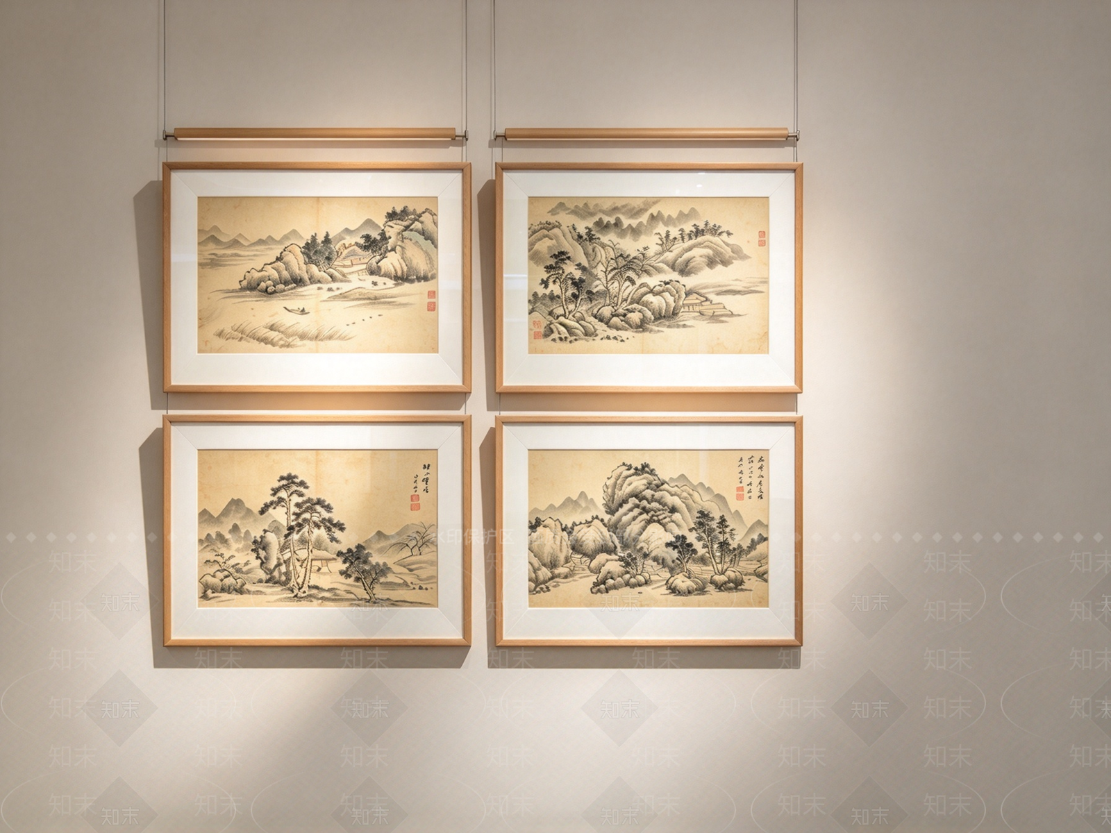 新中式山水画SU模型下载【ID:1234140225】