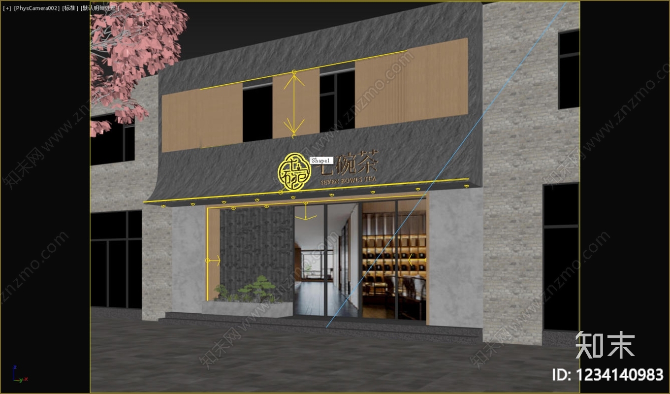 新中式门头3D模型下载【ID:1234140983】