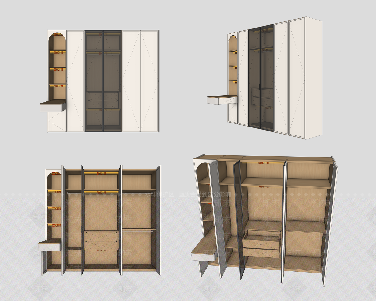 现代简约衣柜3D模型下载【ID:1234141158】