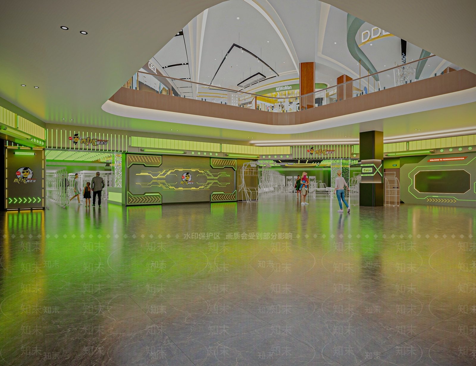 赛博朋克风商场3D模型渲染效果图