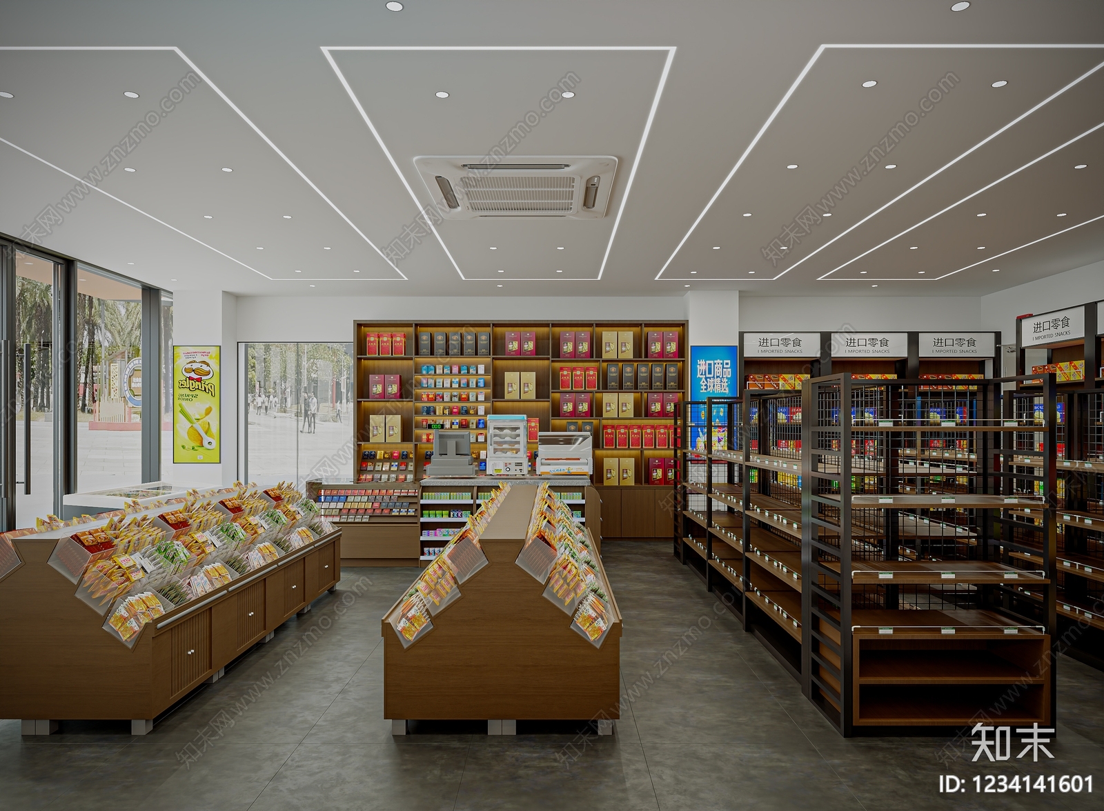 现代简约零食店3D模型渲染效果图