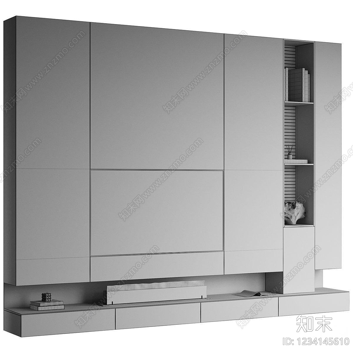 意式极简电视背景墙3D模型下载【ID:1234145610】