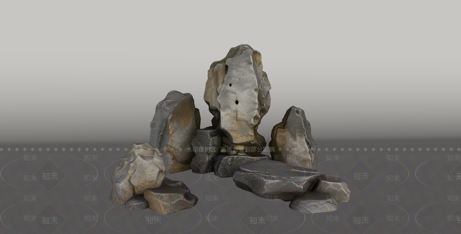 禅意景观石SU模型下载【ID:1234152813】
