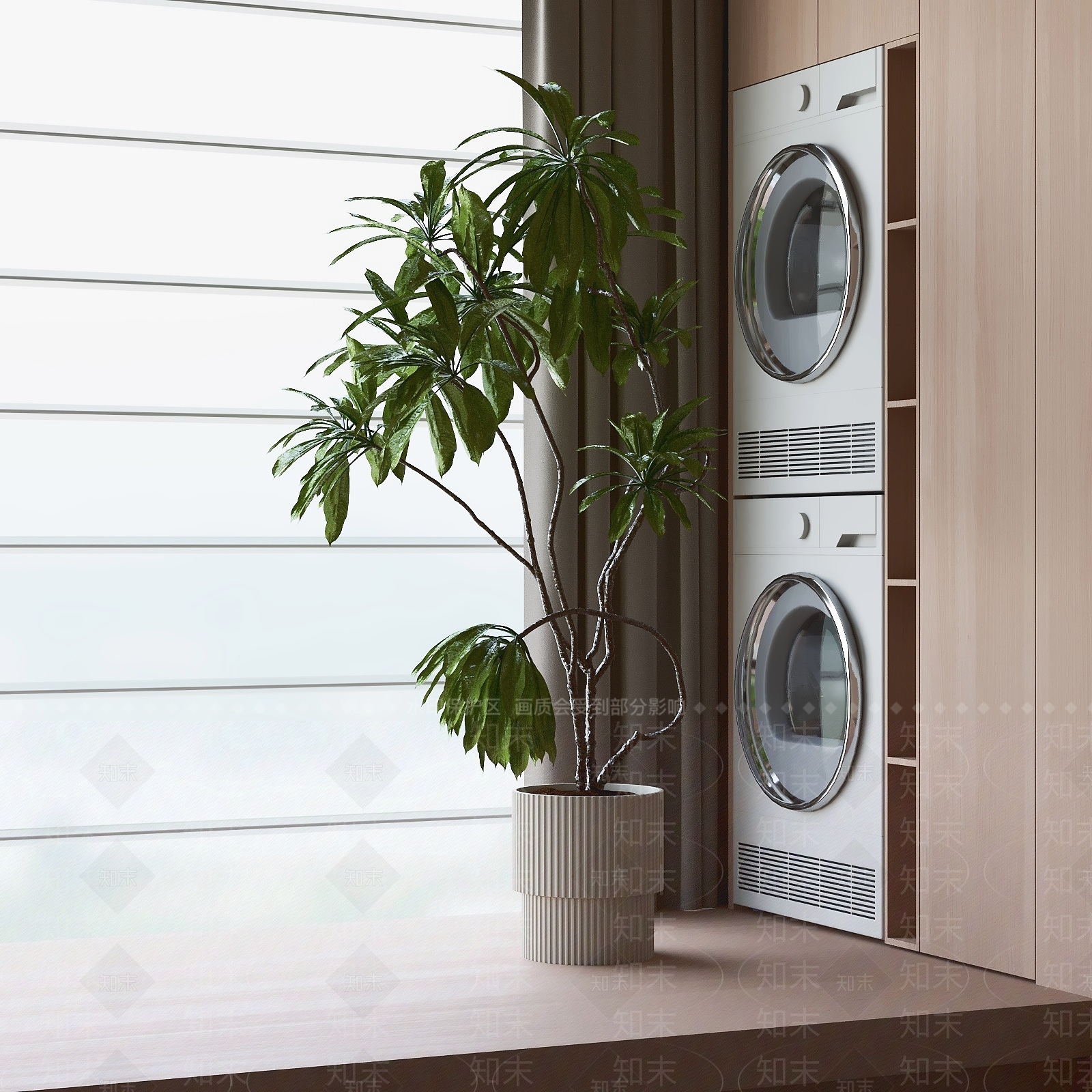 原木风盆栽SU模型下载【ID:1234155541】