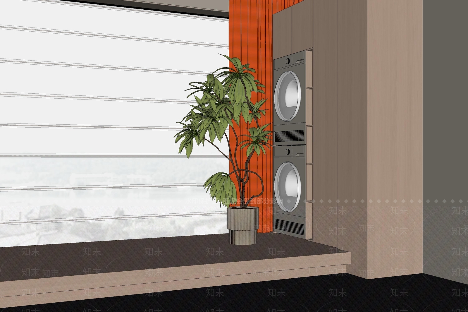 原木风盆栽SU模型下载【ID:1234155541】