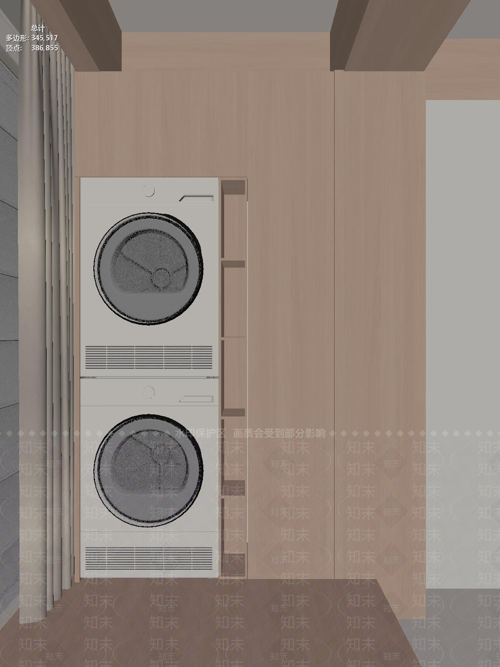 原木风洗衣机柜3D模型下载【ID:1234155839】