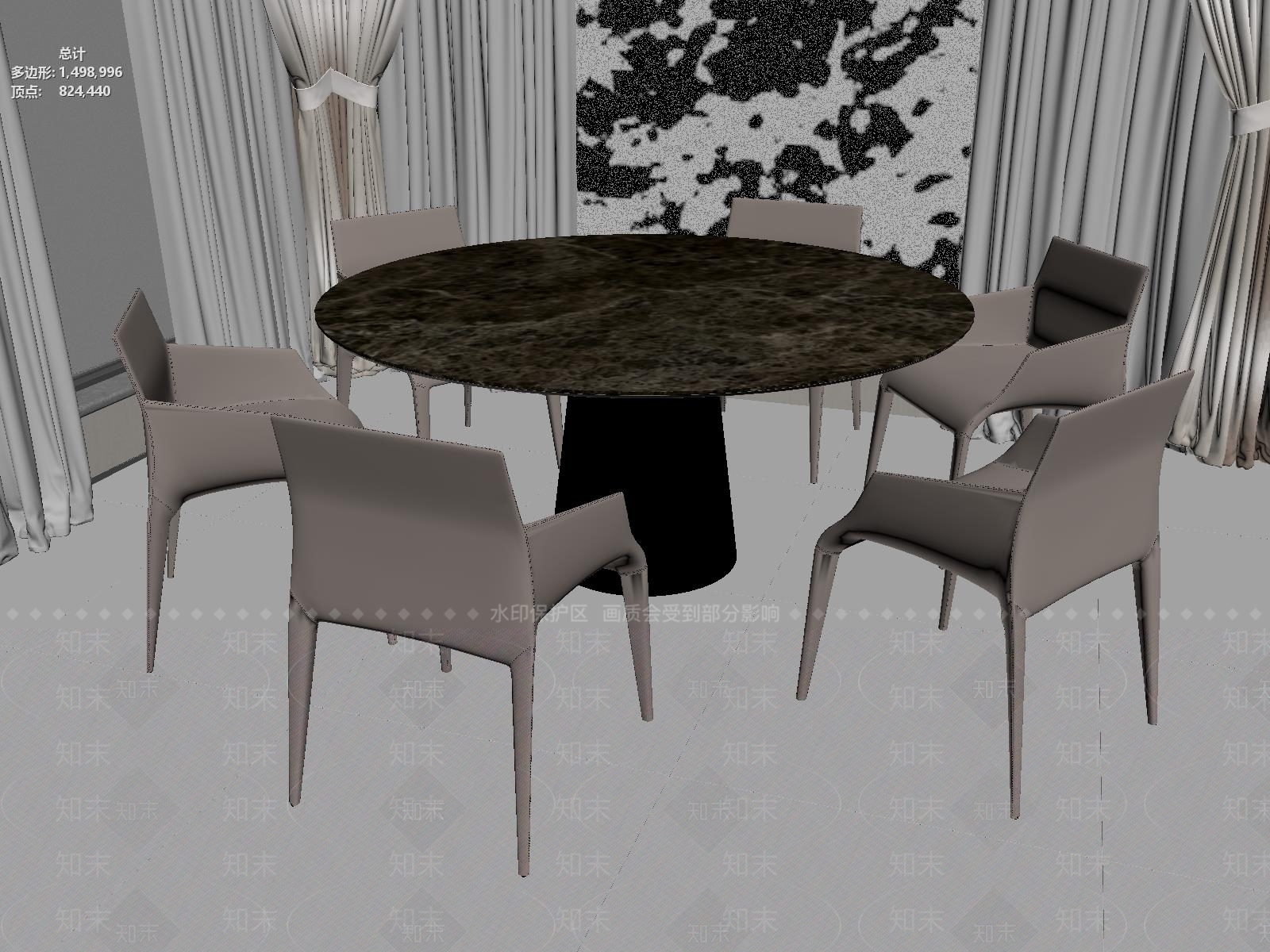 意式极简餐桌椅3D模型下载【ID:1234155939】
