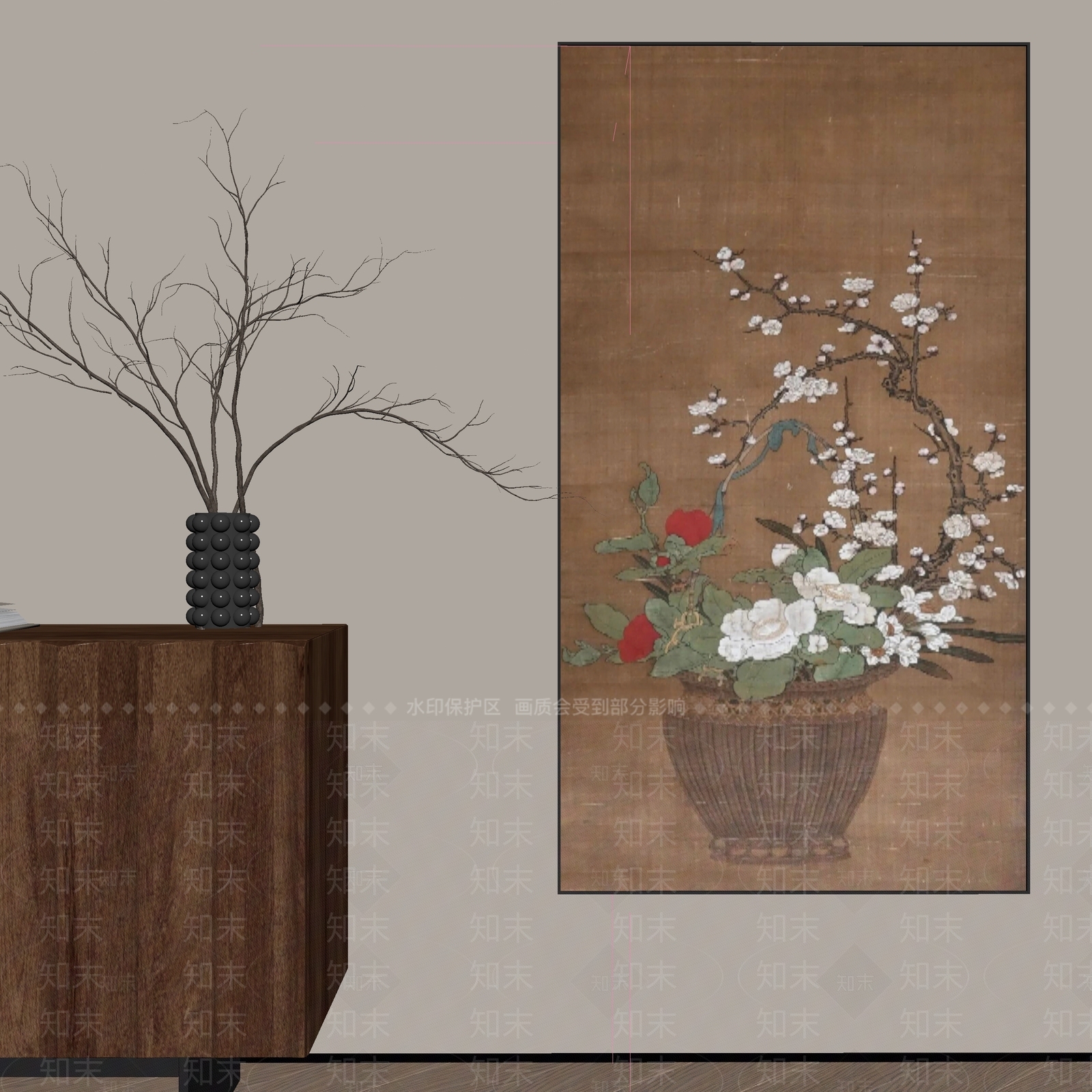 新中式宋式挂画3D模型下载【ID:1234156124】