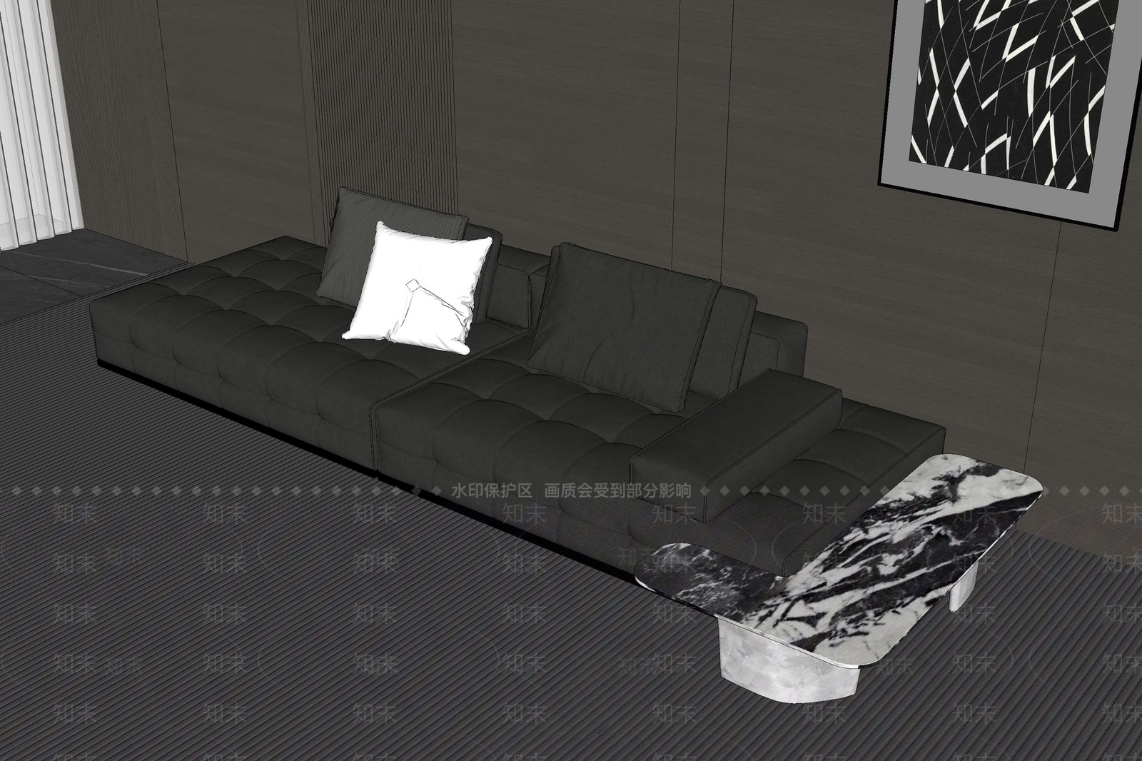 意式极简双人沙发SU模型下载【ID:1234157242】