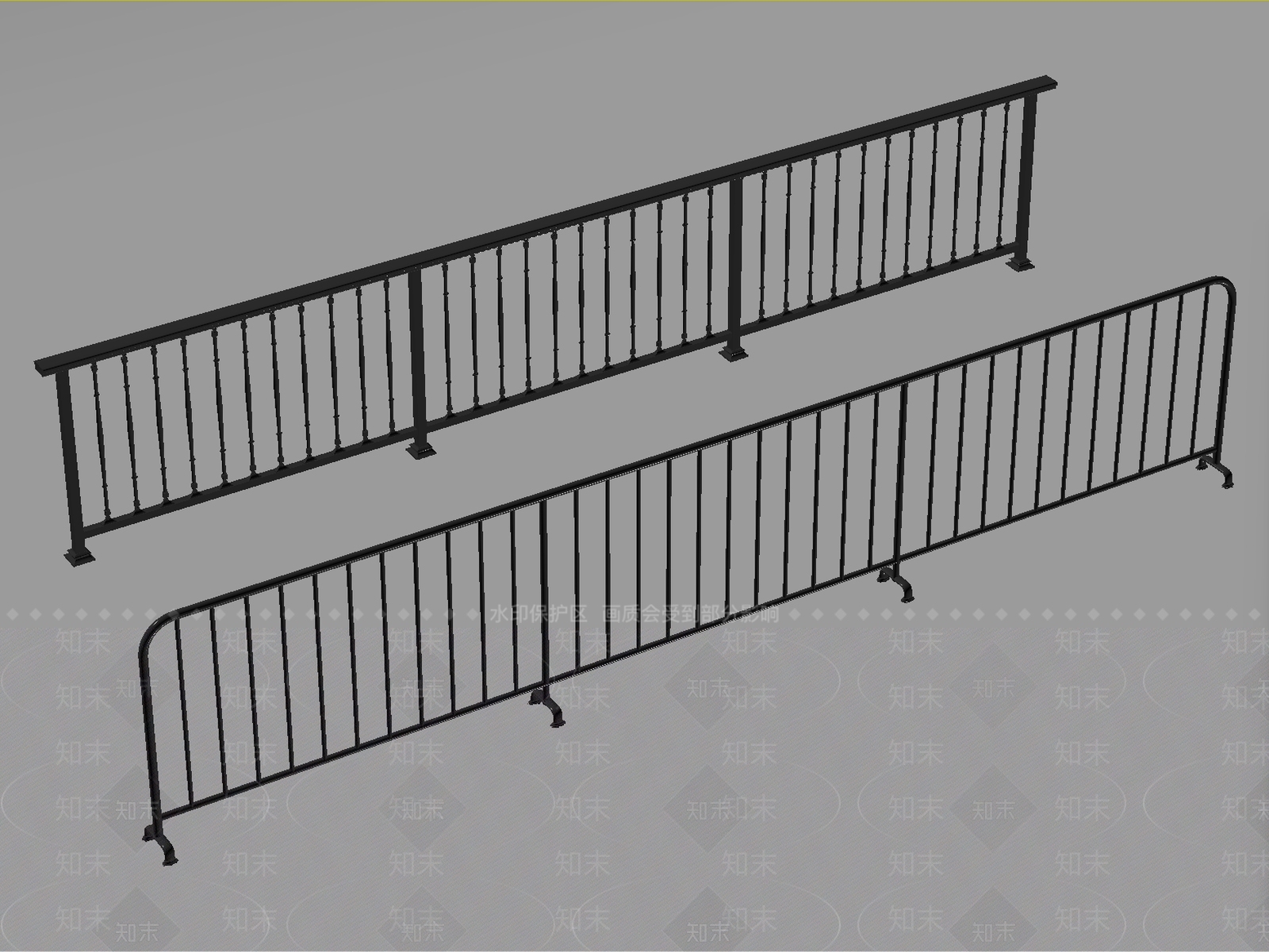极简栏杆3D模型下载【ID:1234159289】