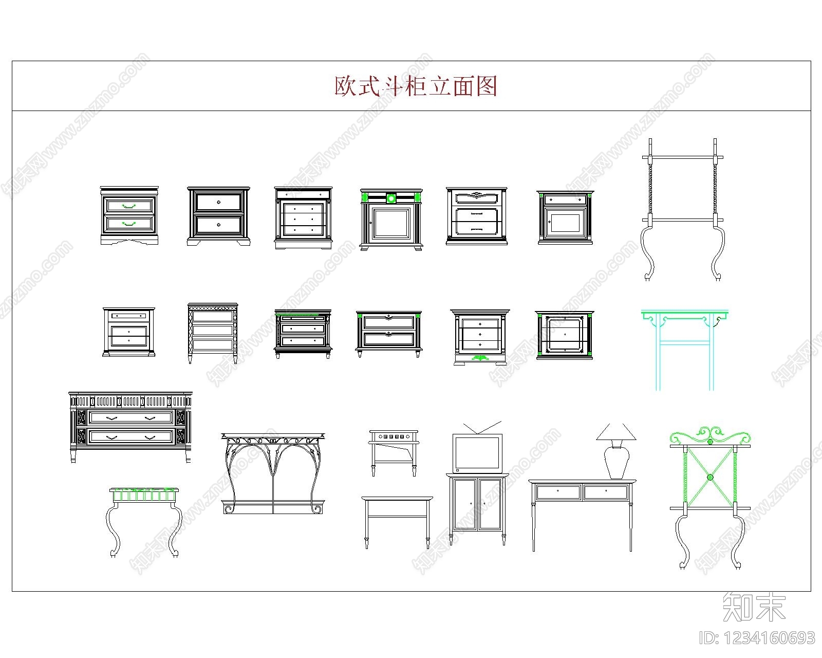 欧式柜子CAD图纸