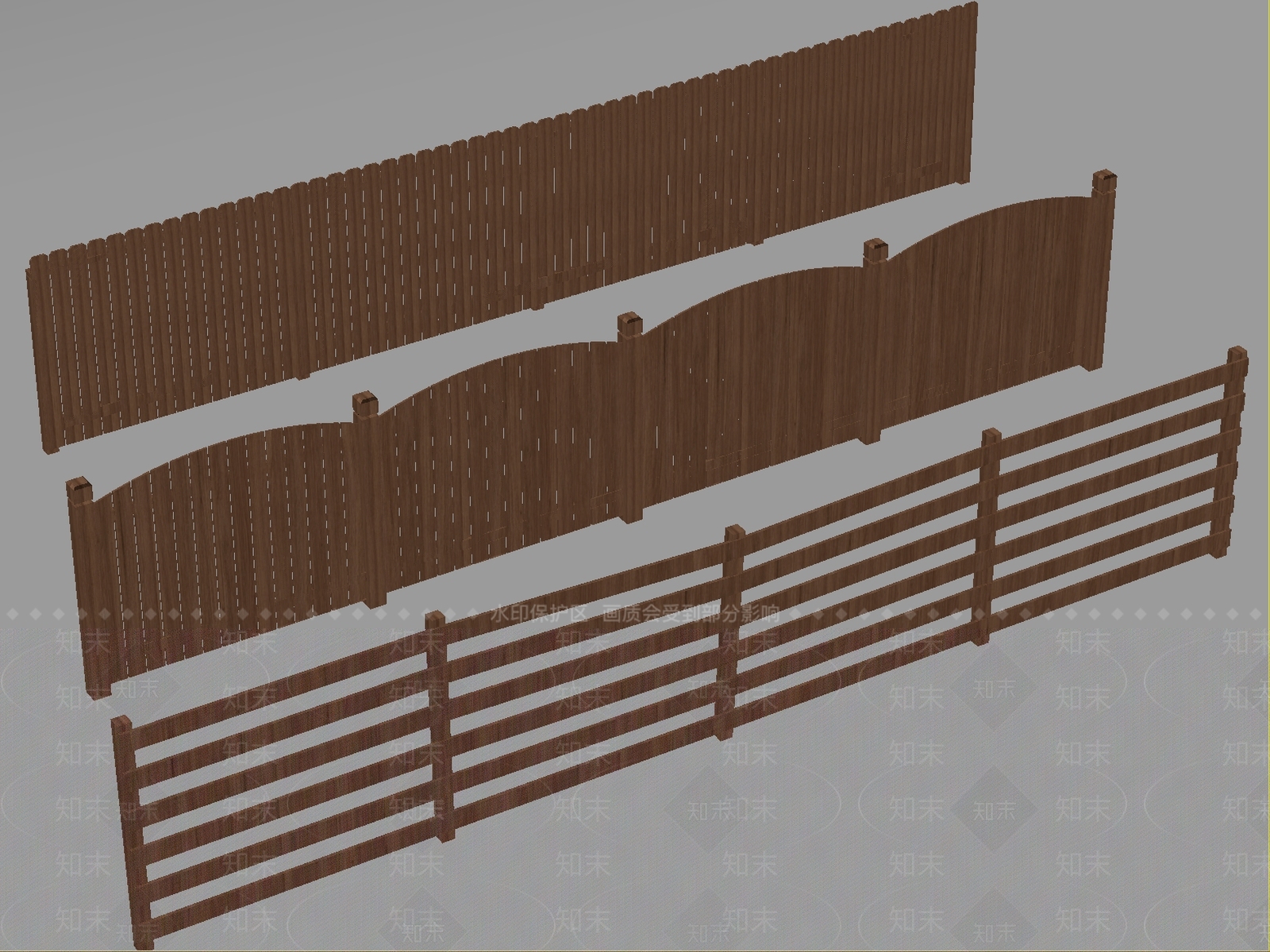 原木风栏杆3D模型下载【ID:1234164219】