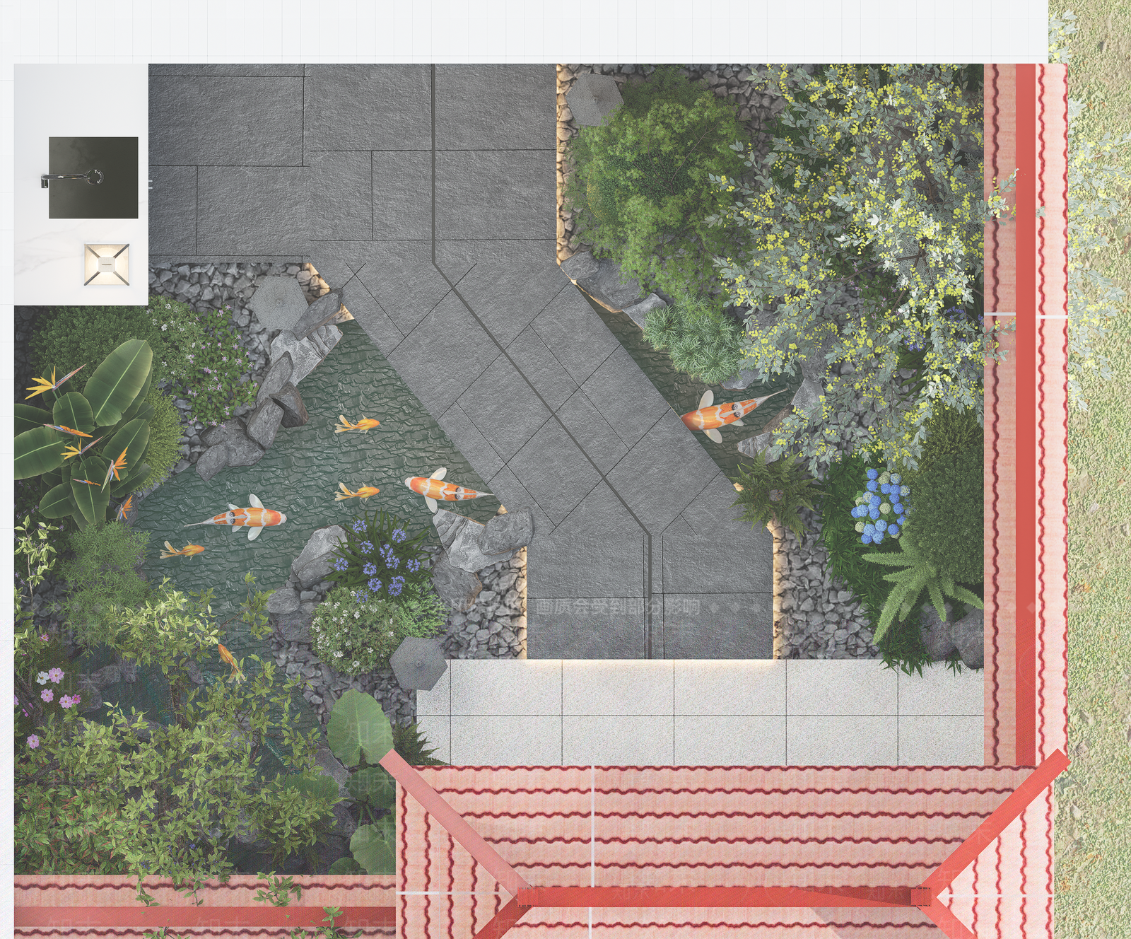 新中式景观别墅庭院SU模型下载【ID:1234164397】