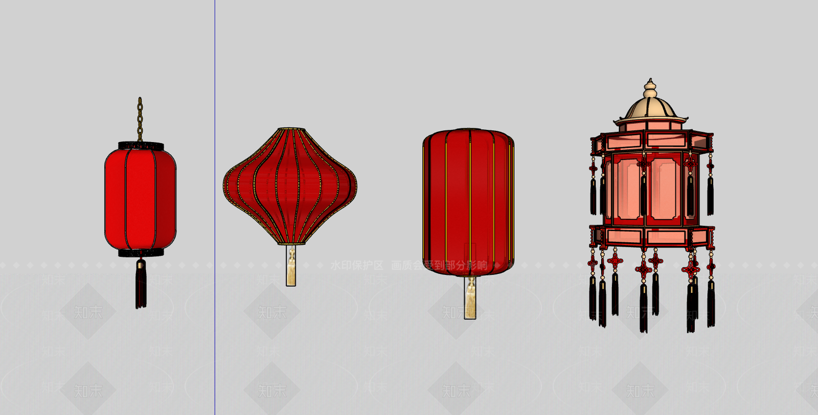 中式灯笼SU模型下载【ID:1234167316】