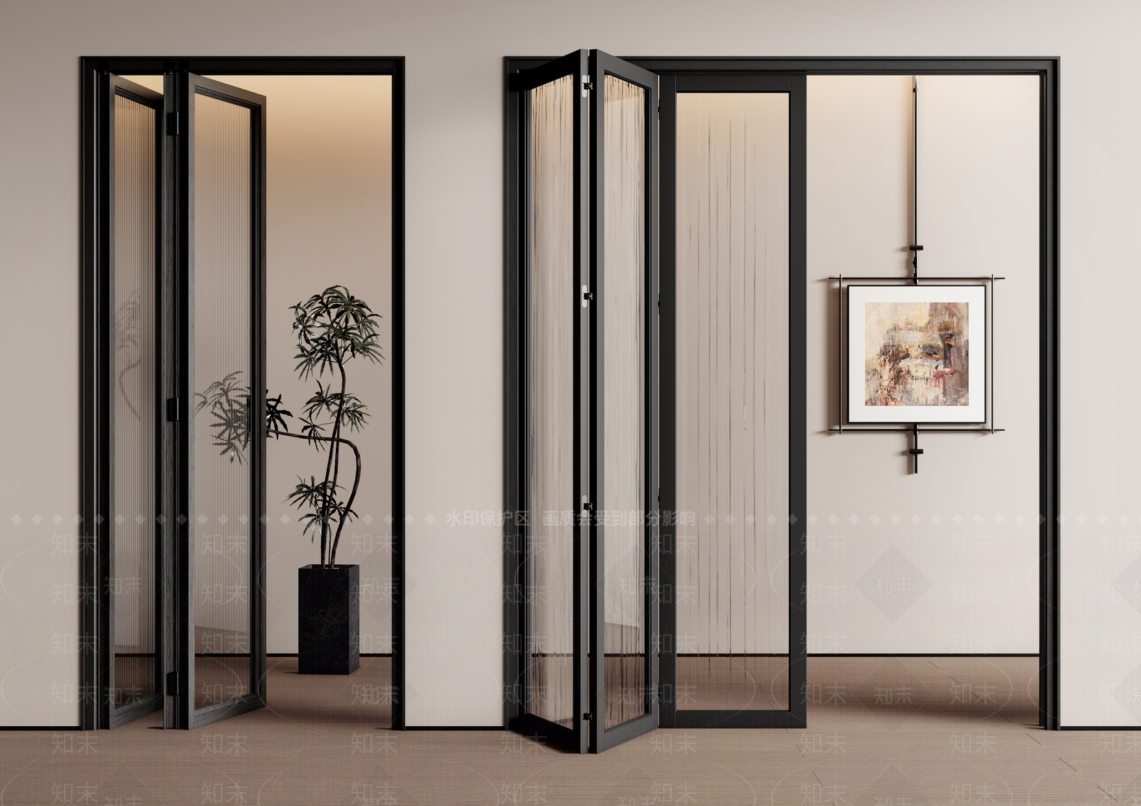 现代简约折叠门SU模型下载【ID:1234168827】